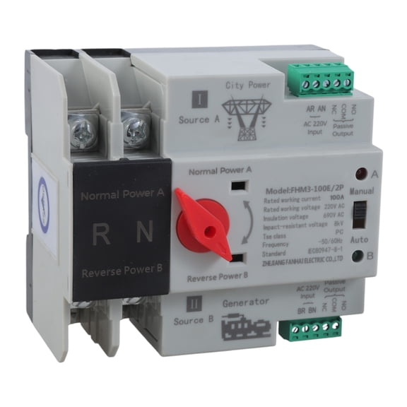 Electrical Selector Switches 2P 100A Automatic Transfer Switches Generator Changeover Switches for Emergencies Power Enduring