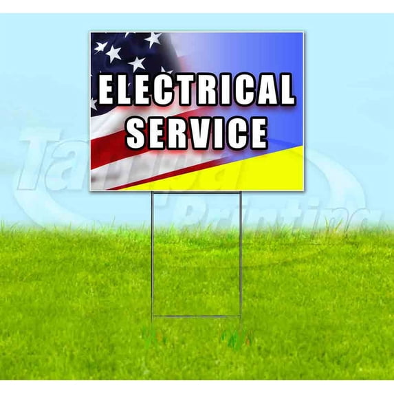Electrical Service (18" x 24") Yard Sign, Includes Metal Step Stake