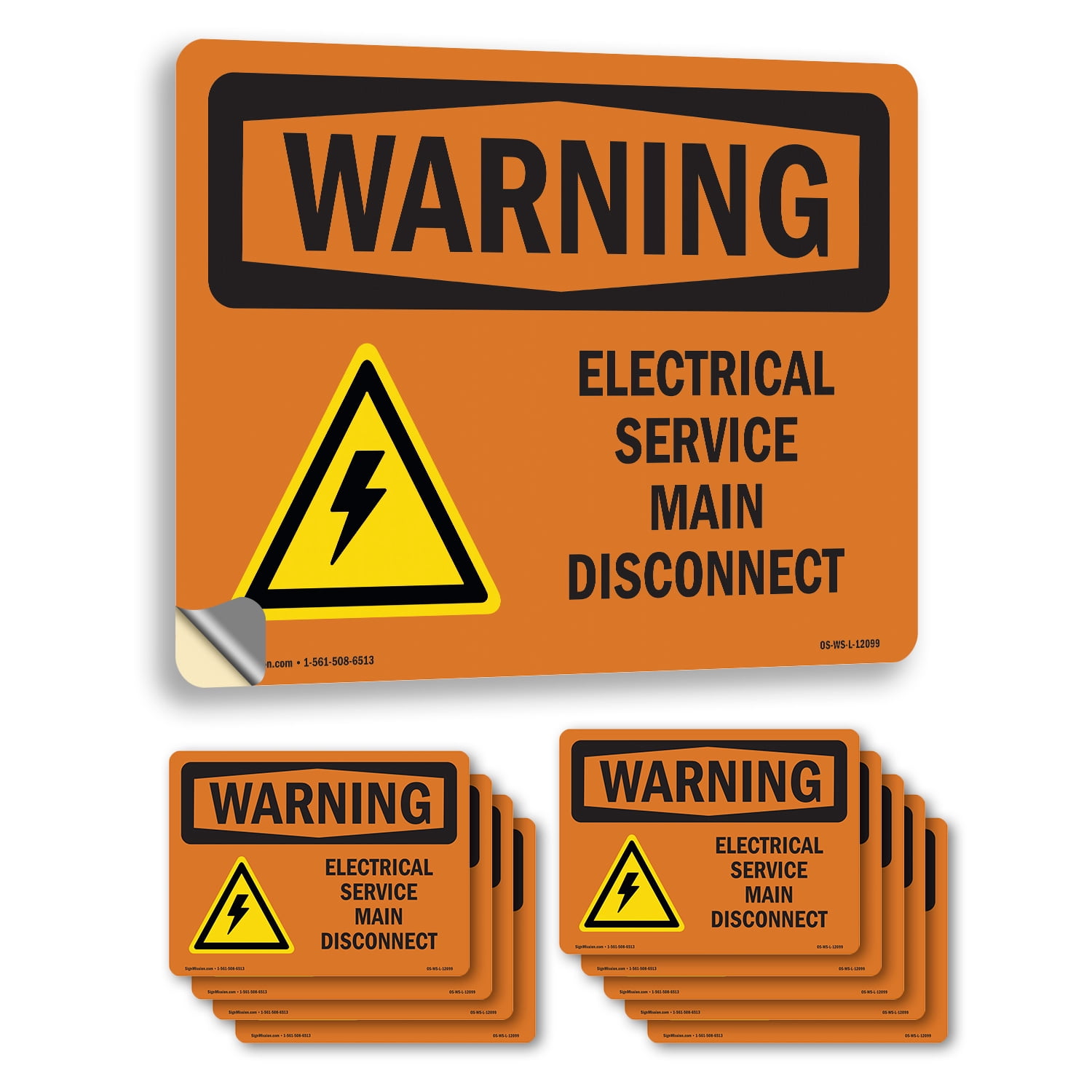Electrical Service Main Disconnect With Symbol OSHA WARNING Vinyl Decal ...