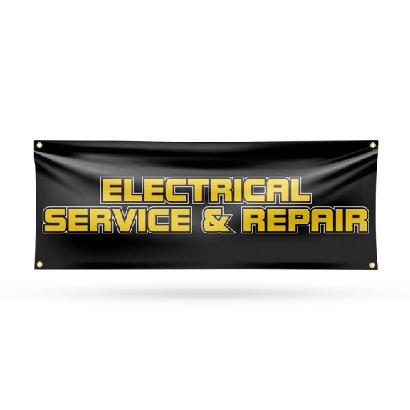 Electrical Service and Repair Banner Sign 18 Inch x 48 Inch | 13 oz Vinyl with Metal Grommets | Heavy-Duty Single-Sided Outdoor Durable Printed High-Quality Weatherproof | Made in the