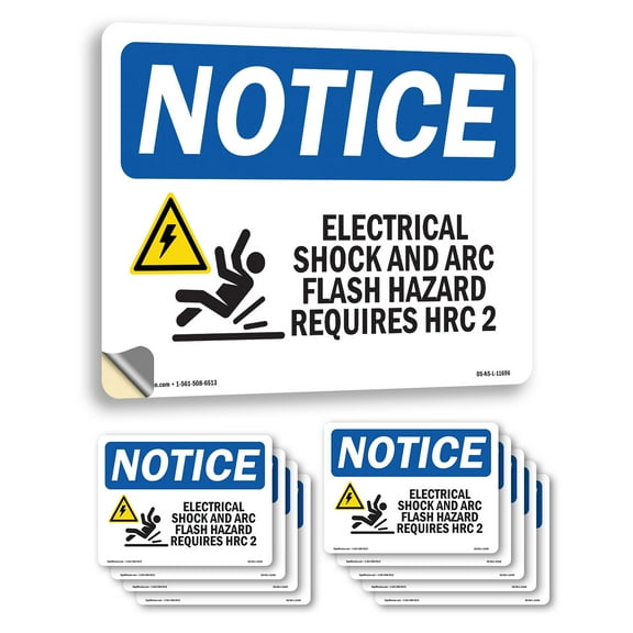 Electrical Shock And ARC Flash With Symbol OSHA Notice Vinyl Decal Label 10 Inch x 7 Inch - 10 Pack