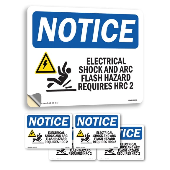 Electrical Shock And ARC Flash With Symbol OSHA Notice Vinyl Decal Label 5 Inch x 3.5 Inch - 5 Pack