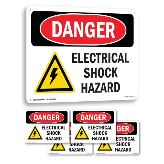 Electrical Shock Hazard OSHA Danger Aluminum Sign 24 Inch x 18 Inch - 5 Pack