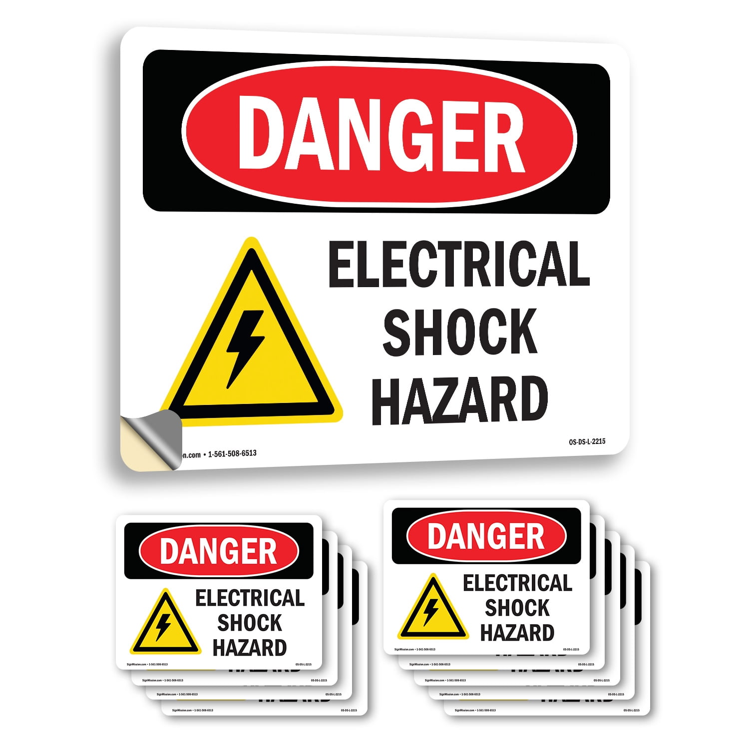 Electrical Shock Hazard OSHA Danger Vinyl Decal Label 18 Inch x 12 Inch ...