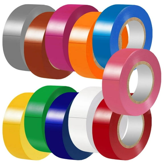 Electrical Tape Matte Rainbow 10 Colors Pack 3/4-Inch by 60 Feet, Waterproof,Strong Adhesive, Durable, Easy-Wrap
