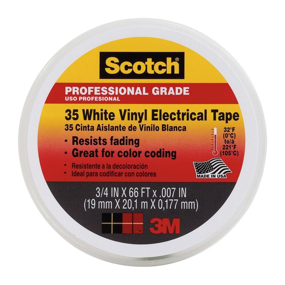Electrical Tape -Standard PVC - 3/4" wide x 66 feet long (5 Pack, White)