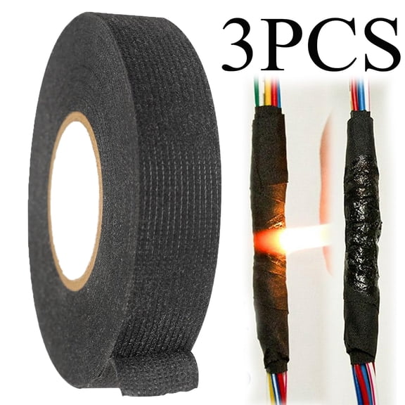 Electrical Tape,Wire Harness Tape,Cloth Tape,Wire Wrap,Black Tape,Black Electrical Tape,Electrical Tape Black,Tape,Electric Tape,15M Tape/Wiring Cloth Tape(3pcs 590*0.74in)from QiwagFerng