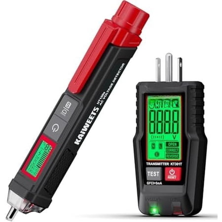 Electrical Test Kit, Non-Contact Tester and GFCI Outlet Tester with LCD Display, Wiring Fault Checker, Outlet Tester Kit for Electrician, DIY, 2-