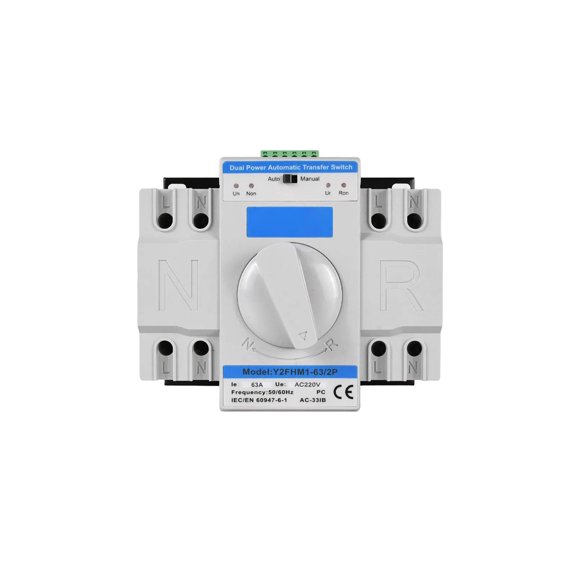 Electrical Transfer Switches Device 63A Two-Source Control, Manual Override, Light Markers, Backup Supply Changeover Housing