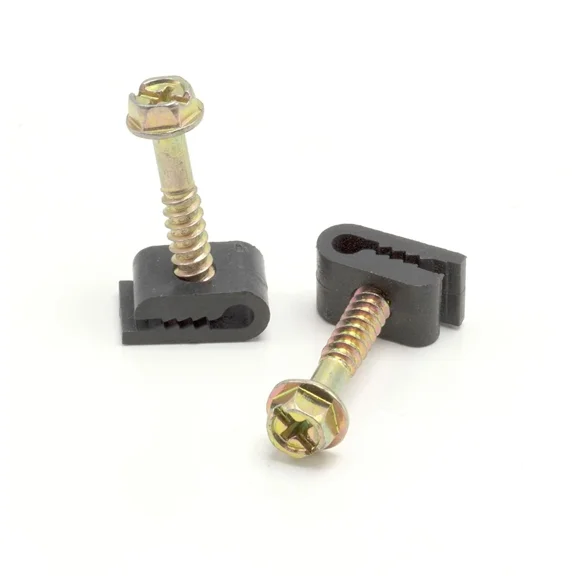 Electrical Wire Cable Clips - Black -10 Pcs- Screw Cable Clips 1/10 In (3Mm)