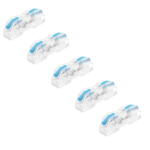 Electrical Wire Terminals 5PCS Blue Electrical Wire Terminals 28-12 AWG Lever Connectors For Circuit Splices 1 In 1 Out Compact Conductor Connectors