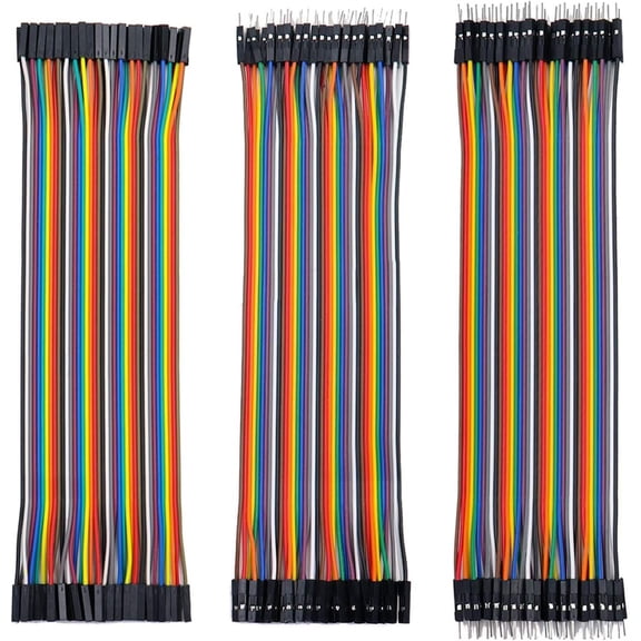 Electrical Wizardry, 3 X 40 Pcs Multicolored Ribbon Cables Breadboard Jumper Wires, Copper Clad Aluminum For Diy Stem Experiment And Quick Circuit Testing, Flexible Pvc Encasement