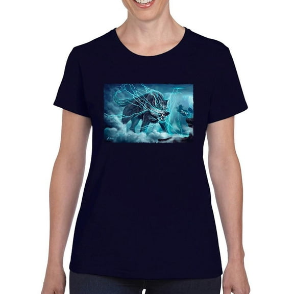 Electrical Wolf Beast T-Shirt Women -Anthony Chirstou Designs, Female Small