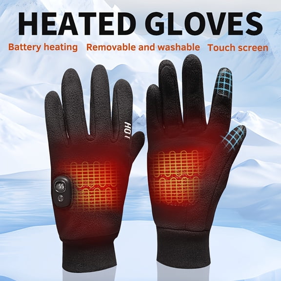 Electrically Heated Thickened Work Gloves | Built-in Battery, Adjustable Temperature | Washable, Hand Protection for Industrial Construction & Carpentry