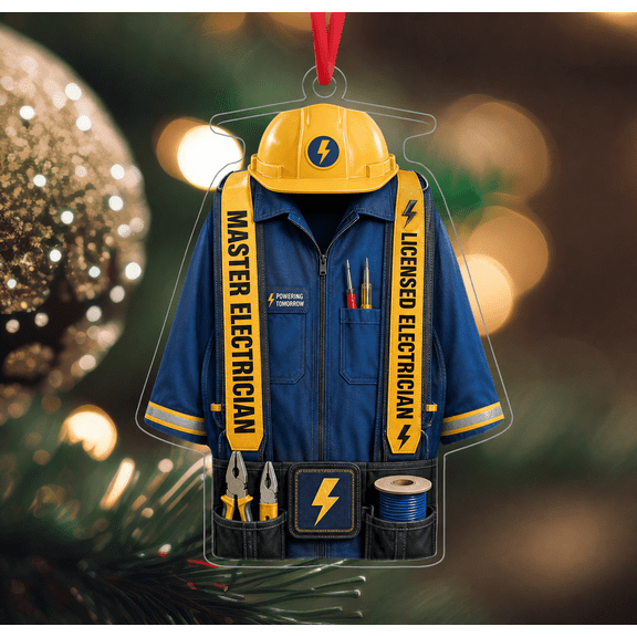 Electrician Acrylic Ornament Holiday Tree Decoration Gift for Tradesperson Coworker