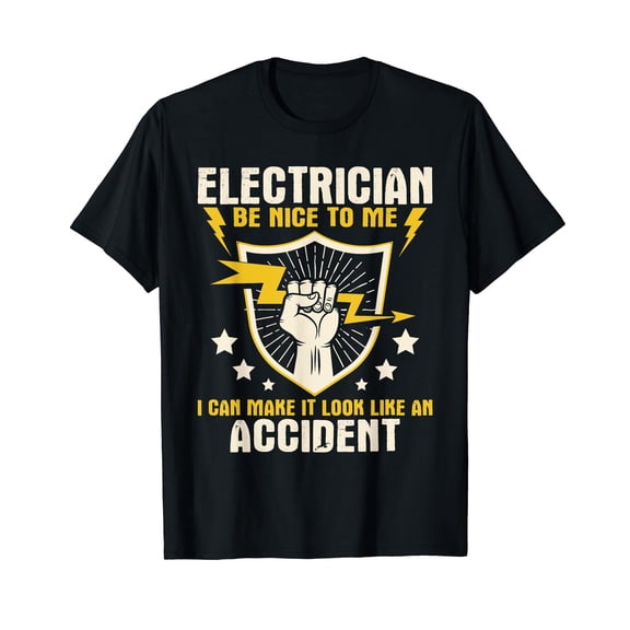 Electrician Be Nice To Me - Wireman Lineman Electrical Work T-Shirt