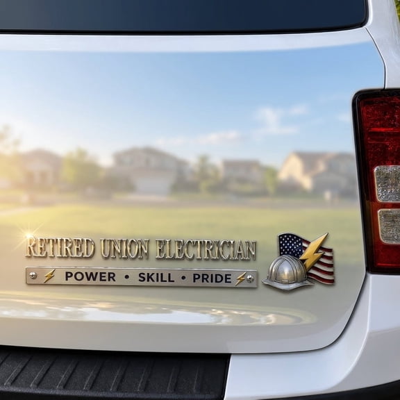 Electrician Car Emblem, Retired Worker Power Skill Metal Badge, Durable Automotive Decor Ornament, Waterproof Metal Car Sticker, Stylish Personalized Vehicle Exterior Decoration Accessory