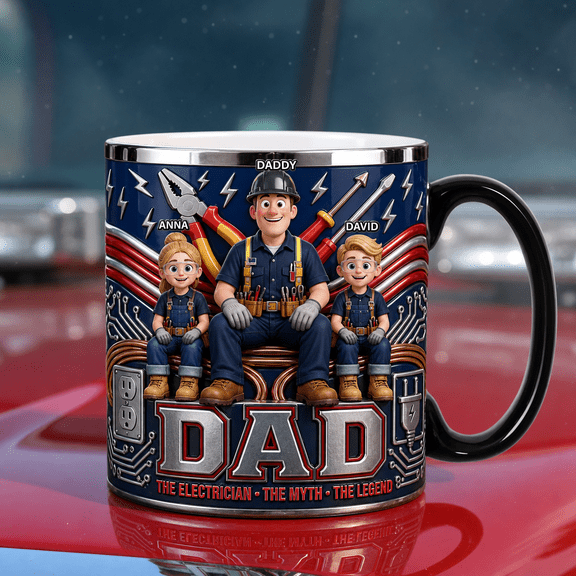 Electrician Dad Mug Ceramic Mug Personalized Father’s Day Gift for Dad