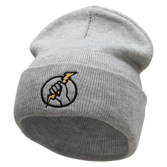 Electrician Embroidered 12 Inch Long Knitted Beanie - Heather Grey OSFM