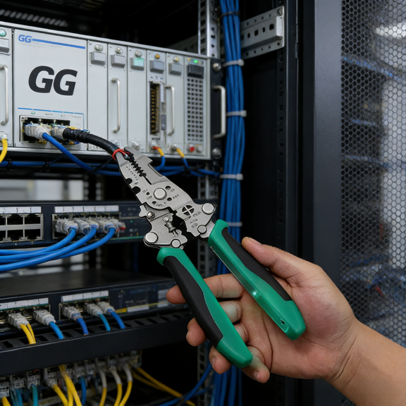 Electrician Folding Wire Stripper with Electrical Test Light Multi Function Tool for Wire Splitting Cutting Winding Screwdriver