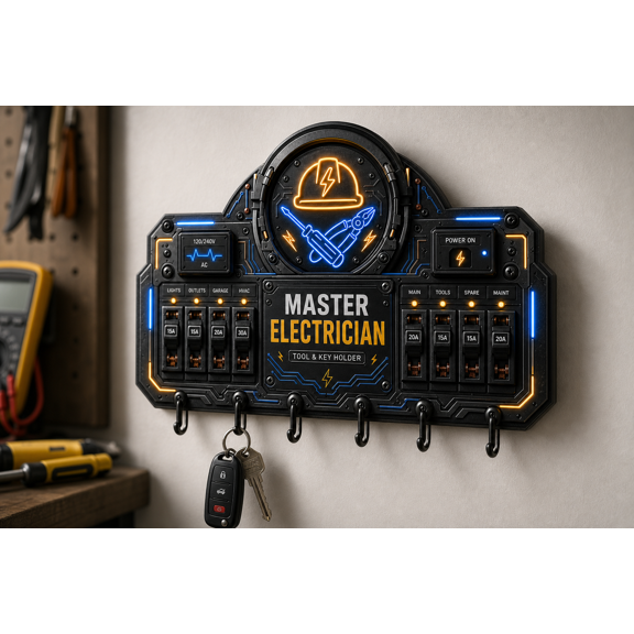 Electrician Gift Wooden Key Hanger Personalized Tool Key Holder for Trade Pros