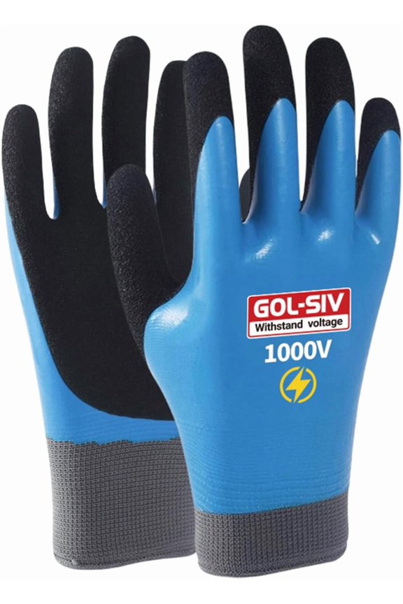 Electrician Gloves 1000V High Voltage ASTM D120 Certified & Double Insulated Electrical Gloves Rubber Safety Work (Blue Large)