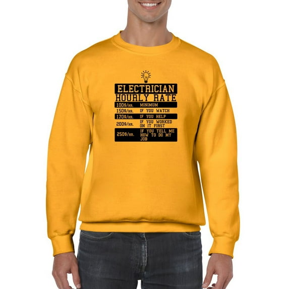 Electrician Hourly Rate Sweatshirt Men -Smartprints Designs, Male XX-Large