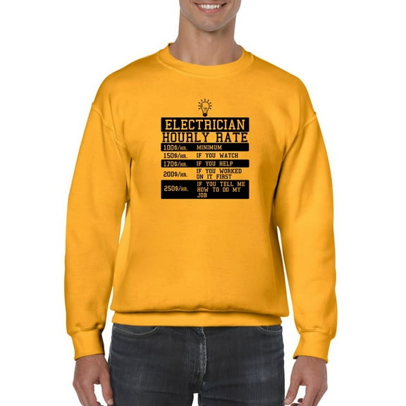 Electrician Hourly Rate Sweatshirt Men -Smartprints Designs, Male x-Large