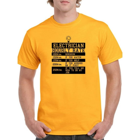 Electrician Hourly Rate T-Shirt Men -Smartprints Designs, Male XX-Large