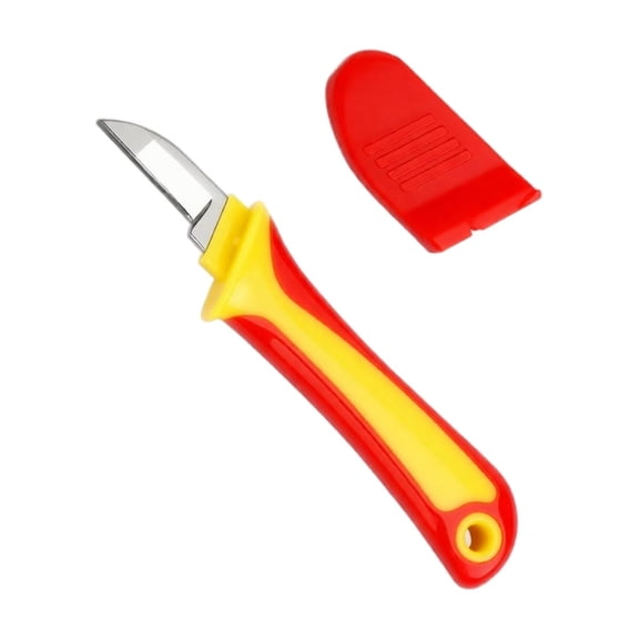 Electrician Knife Straight Blade, Plastic Handle Cable Wire Stripper Cutting Tool for Electrical Cord Line Peeling Work