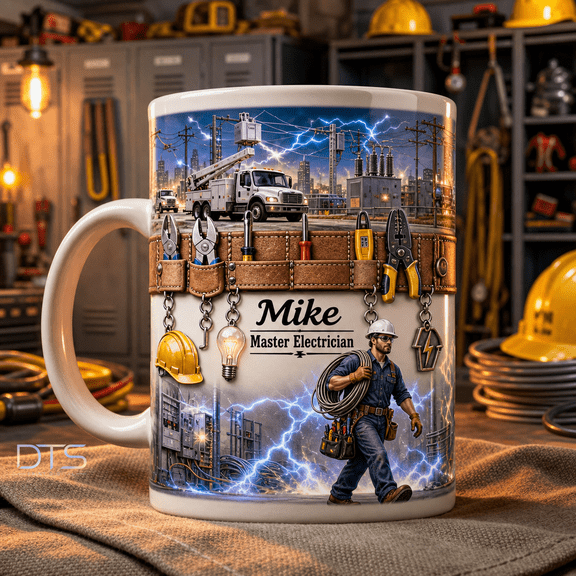 Electrician Mug Personalized Gift for Master Electrician Coffee Cup for Work or Office