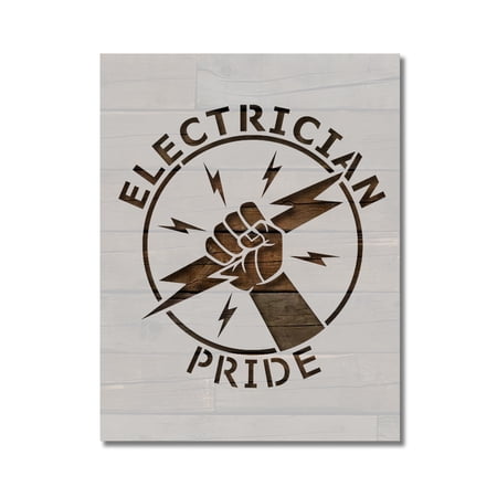 Electrician Pride Stencil Template Reusable 8.5 x 11 for Painting on Walls, Wood, Etc. By Stencilville