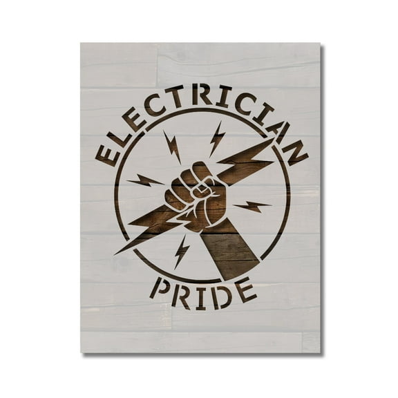 Electrician Pride Stencil Template Reusable 8.5 x 11 for Painting on Walls, Wood, Etc. By Stencilville