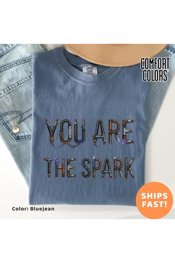 Electrician Spark Graphic Shirt, You Are The Spark Electrical Wire Design Tee, Electrical Trade Typography Shirt, Comfort Colors Unisex Cotton T-Shirt, Sizes S-5XL