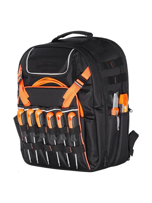 Electrician Tool Backpack with 45 Pockets Durable, Tear-Resistant Jobsite Organizer for Tools and Gear