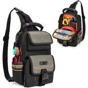 Electrician Tool Pouch Bag, Zippered HVAC Tool Organizer | Heavy-Duty Canvas Fabric, Ergonomic Handle, Removable Shoulder Strap, Ideal for Maintenance Repair Technician