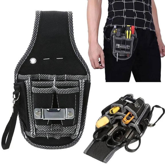 Electrician Tool Pouch with Belt Clip, Multifunctional Tool Holster for Plumbers and DIY, Heavy Duty Small Utility Bag for Screwdrivers and Pliers, 10.2 x 5.9 Inches