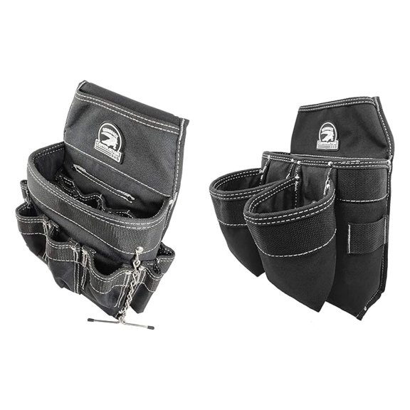 Electrician Tool Pouch Set - 2 Pack - 18 Pocket Tool Belt Pouch & 9 Pocket Fastener Pouch - Heavy Duty Electrician Pouch Organizer for Professionals