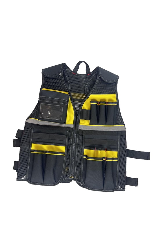 Electrician Tool Vest Work Vest Carpenter Vest Waterproof Oxford Cloth Multi Compartment for Field Technicians