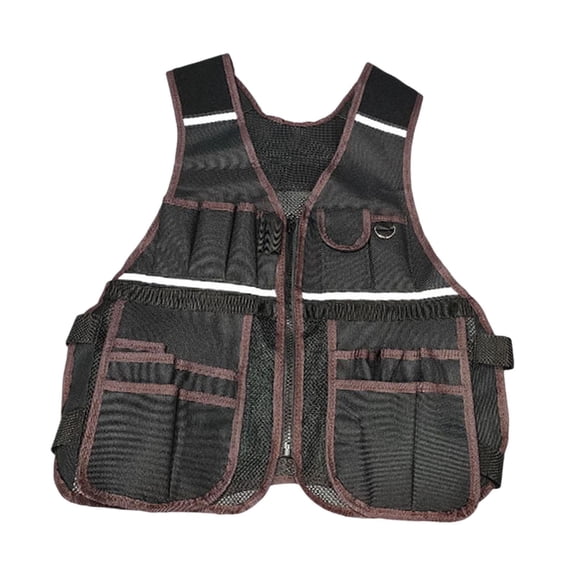 Electrician Tool Vest Work Vest Tool Bag 600D Oxford Cloth with Reflective Strips Adjustable for Construction Workers