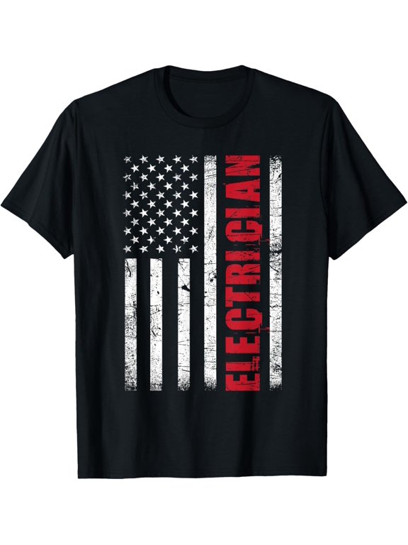 Electrician - USA Flag Lineman Electrical Worker Repairmen T-Shirtmen and women can wear, black, white, gifts