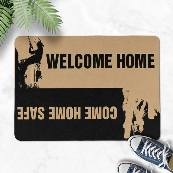 Electrician Welcome Home Doormat, Funny Entryway Rug for Electrical Workers, Come Home Safe Mat for Garage, Porch, or Front Door