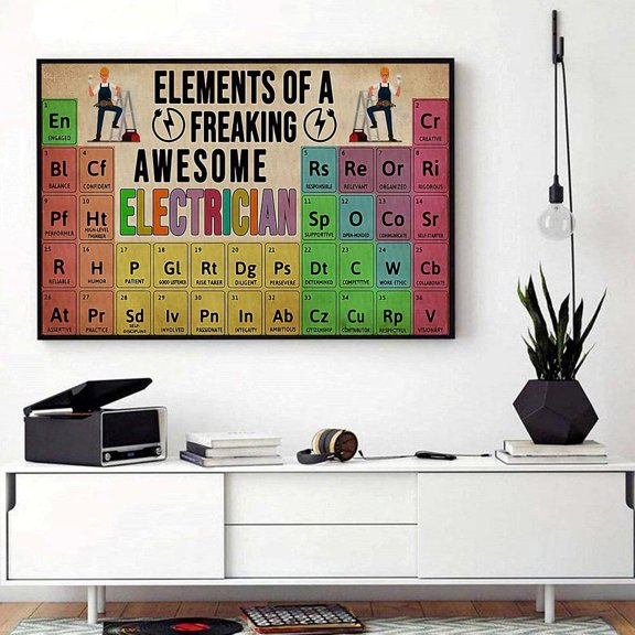 Electrician elements of a freaking awesome horizontal 11 x 17 Inch Poster
