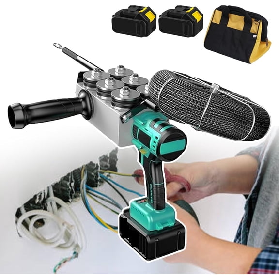 Electrician's Cable Hidden Pipe Threading Device,Fully Automatic Threading Machine for Construction Hydropower,30m Steel Wire Lead & 6PCS Alloy Steel Wire Pulley