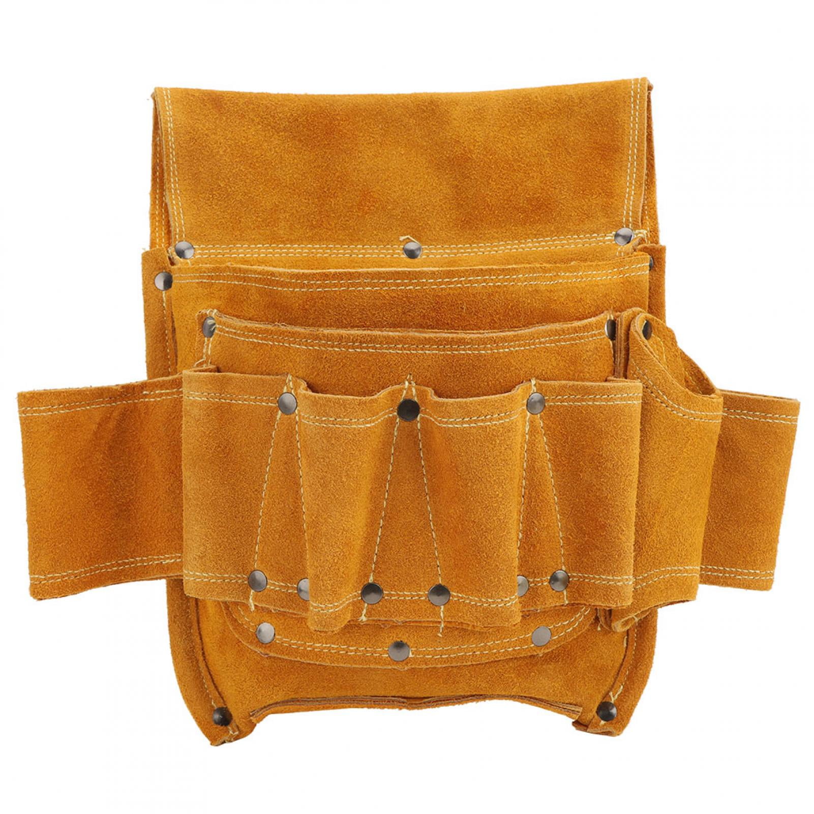Electrician's Tool Bag Multifunctional Yellow Cowhide Tool Pouch