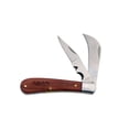 thumbnail image 1 of SZCO 4" Wood 2-Blade Pruning Knife, Dual Stainless Steel Blades with Etched Wood Handle, Classic Folding Utility Tool, 1 of 4