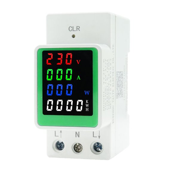 Electricity Meter ACDin Rail Consumption WattmeterMonitor WattKWh Power VoltAmp Meter LED Display Digital Multimete