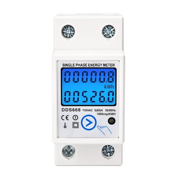 Electricity Meter Din Rail Consumption Wattmeter Monitors Multimeter LCD Display