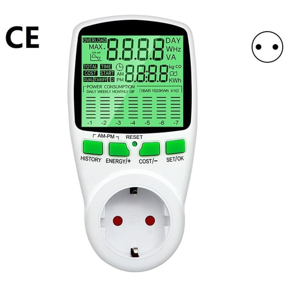Electricity Meter For Socket 3680 W Energy Cost Meter Lcd Screen Power Meter