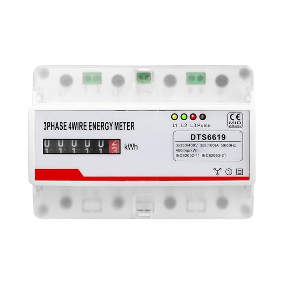 Electricity Meter KWH Counter 12.6*7.8*9.1cm 3 Phase Measurement Class 1 Accuracy Electricity Meter LCD Display